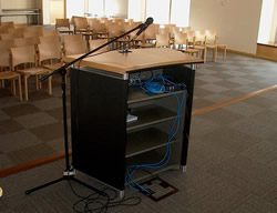Veterans Room podium on stage