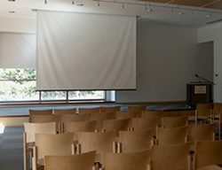 Veterans Room screen on stage