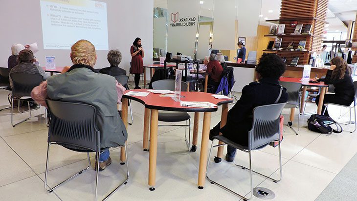 Community presenter offering a program in the Community Engagement Space