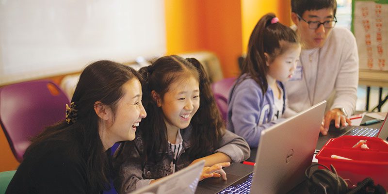 Family enjoying a digital workshop
