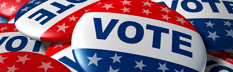 Red, white, and blue vote buttons
