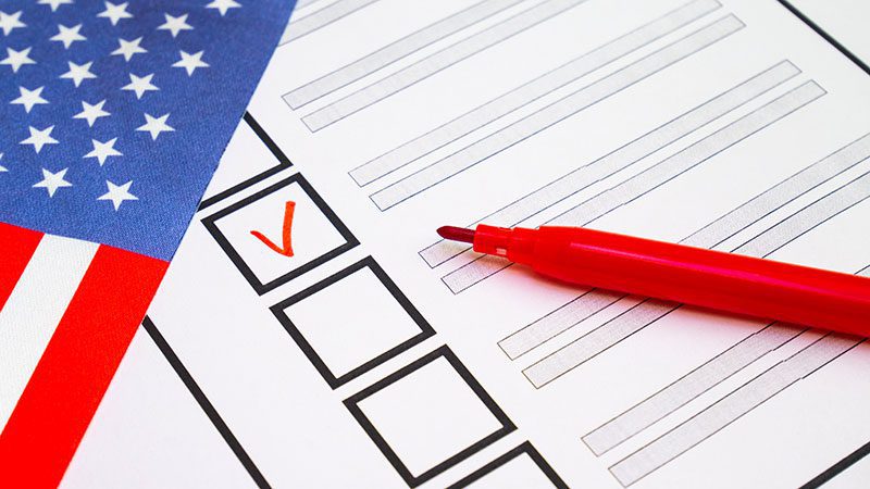 Ballot with flag