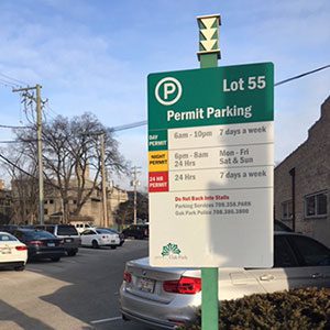 Sign for Village Parking Lot 55