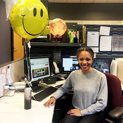 Tatiana at the desk