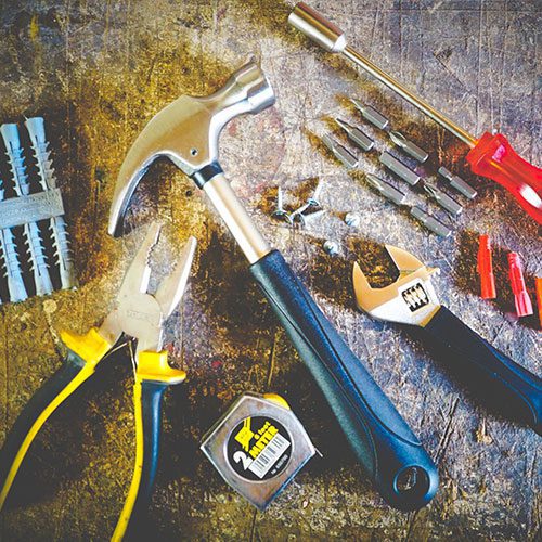 Tools lying on a table