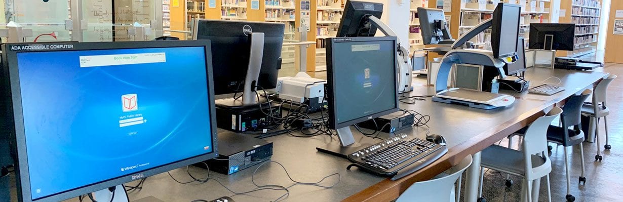 ADA Accessible Computers on the Main Library's third floor