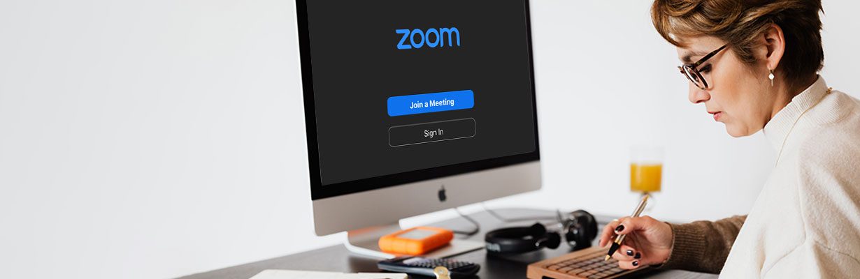 Person using Zoom on computer