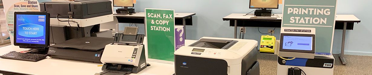 Print, Scan, Fax, Copy Station on Main Library Third Floor