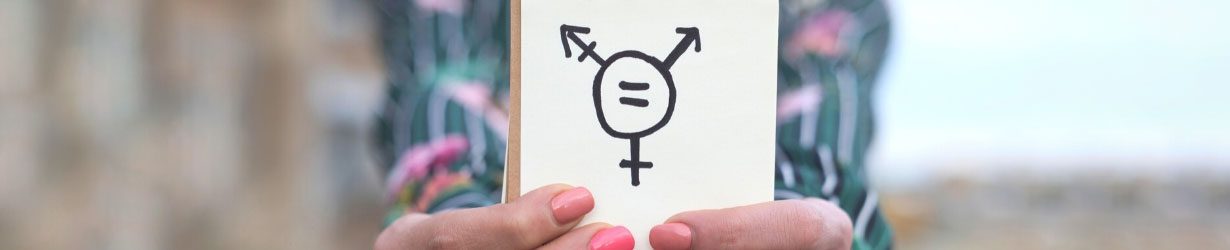 Transgender symbol drawn in notebook