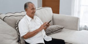 Man using smartphone