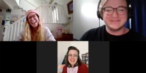 Jenny, Hal, and Shelley smiling in a virtual meeting