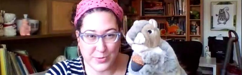 Genevieve with squirrel puppet