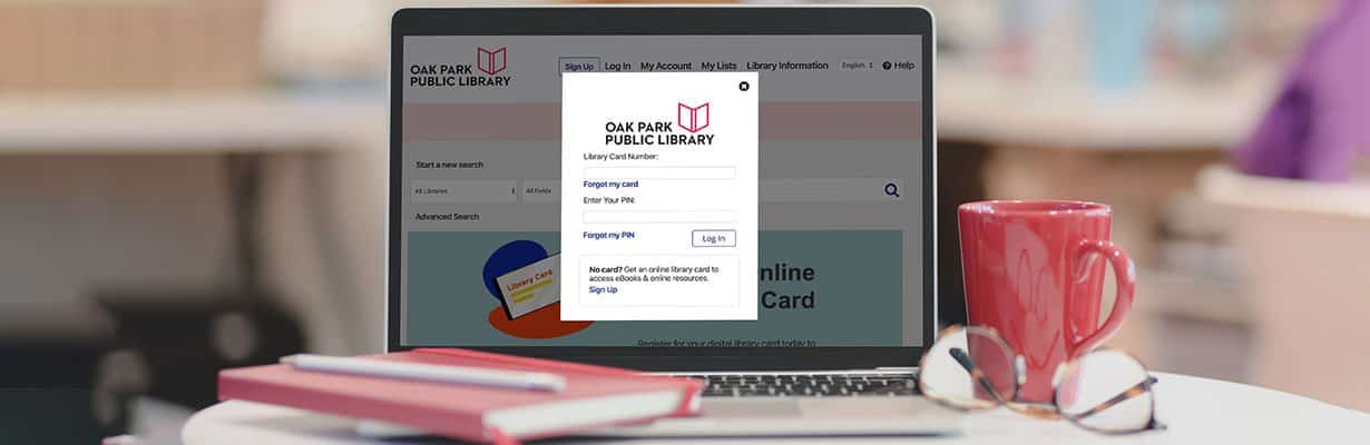 Library catalog on laptop