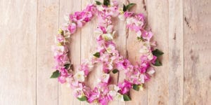 Flowers in the shape of a peace sign