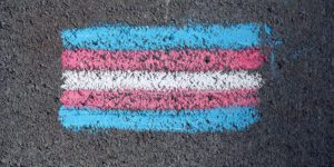 Transgender flag drawn in chalk