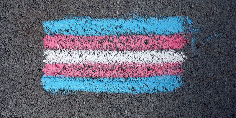Transgender flag drawn in chalk