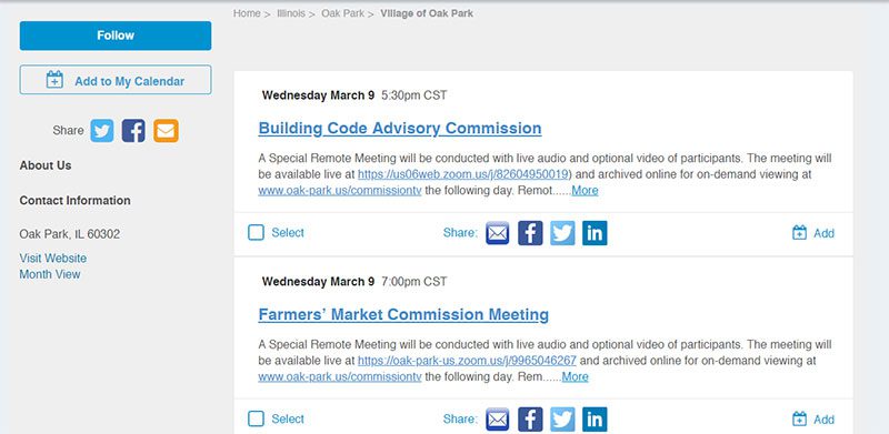 A screenshot of the Burbio website showing upcoming events