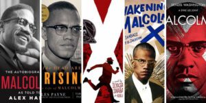 Malcolm X titles in a collage