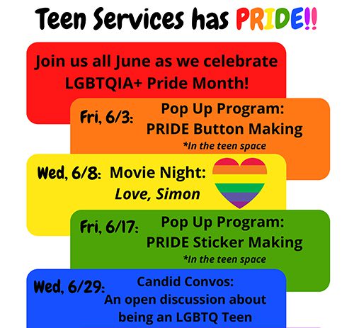 Teen Services Pride Month events