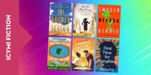 ICYMI Fiction written on a rainbow background with a collage of book covers of the titles featured on this page