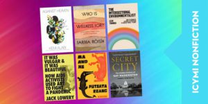 ICYMI Nonfiction written on a rainbow background with a collage of book covers of the titles featured on this page