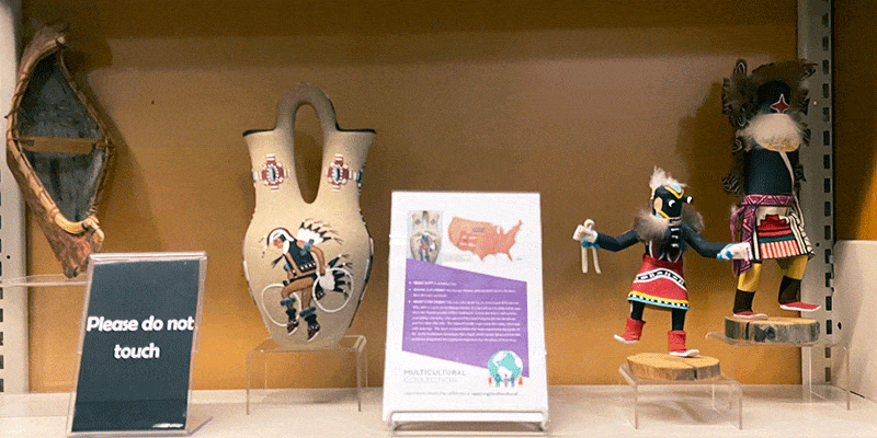 Native American artifacts on display at Dole Branch