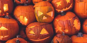 Stack of jack-o-lanterns