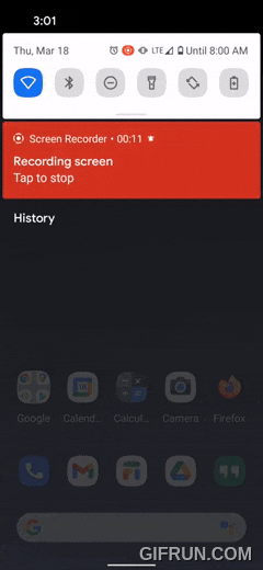 A screenshot of a phone screen shows a cursor pulling down from the top of the phone and revealing a hidden menu