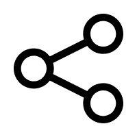 Share icon with three circles connected at an angle by two lines