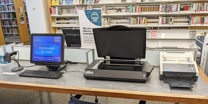 Scan station at the library