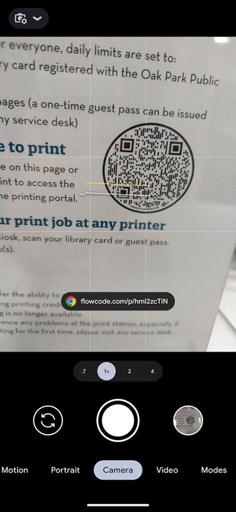 Screenshot of QR code displayed on an Android smartphone