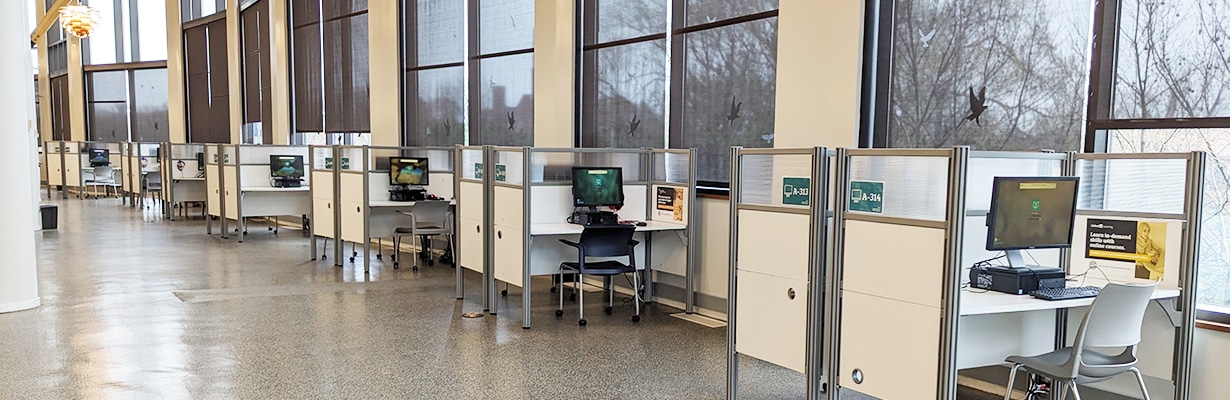 Public computer stations on the Main Library's third floor