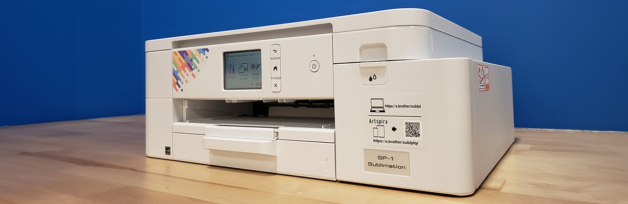 A sublimation printer sitting on a worktop