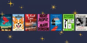 Collage of book covers surrounded by sparkling gold stars