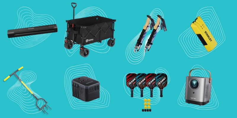 Collage of Library of Things items - listed in text below