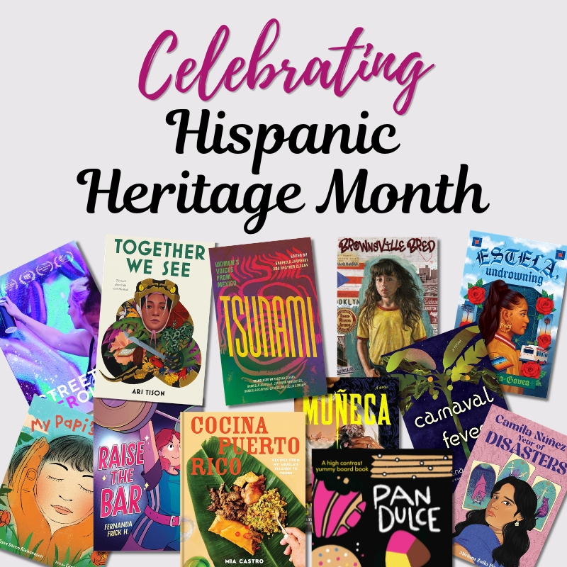 Celebrating Hispanic Heritage Month book cover collage.